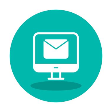 Beyaz arkaplanda bilgisayar e- posta vektör illüstrasyonu