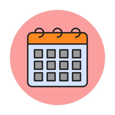 Takvim düzlüğü simgesi, vektör illüstrasyonu 