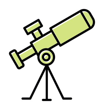 Teleskop düz simgesi. Eğitim ve astronomi elementi, dürbün ve araştırma yıldızları vektör grafikleri