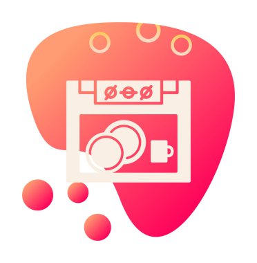 Bulaşık makinesi düz simgesi. Vektör çizim