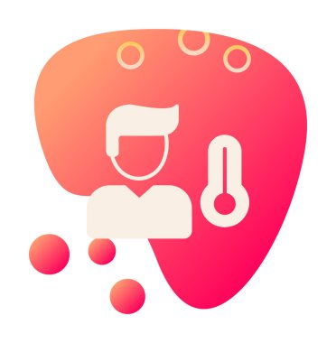 Hasta kişi ikonu. Yüksek sıcaklık simgesi. Vektör illüstrasyonu.