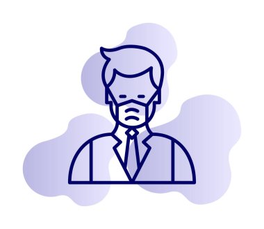 Yüz maskesi çizgisi ikonu, hastalık önlemenin vektör piktogramı. Koronavirüsten korunma giysisi, hava kirliliği, toz, grip illüstrasyonu, tıbbi gereç deposu tabelası.