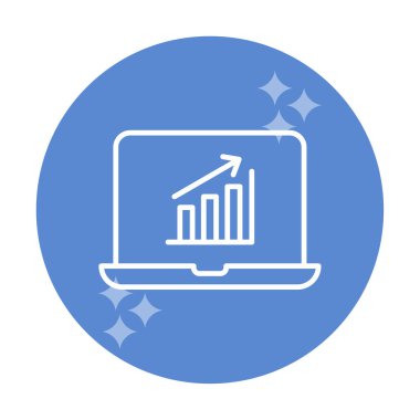 Dizüstü bilgisayarda basit büyüme grafiği, vektör illüstrasyonu