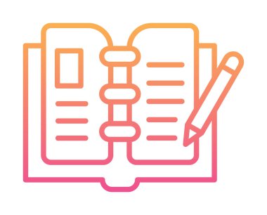 açık kitap ve kalem simgesi, vektör illüstrasyonu 