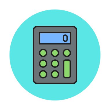 Hesap makinesi simgesi, beyaz arkaplanda renkli illüstrasyon