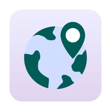 Basit Globe Konum simgesi, vektör illüstrasyonu