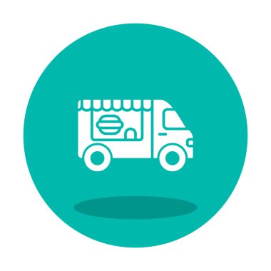 Beyaz arkaplanda yiyecek kamyonu vektör çizimi