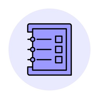 Basit not defteri simgesi, vektör illüstrasyonu