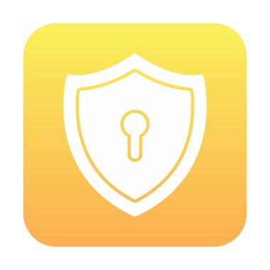 Anahtar deliği düz simgesi olan kalkan, vektör illüstrasyonu