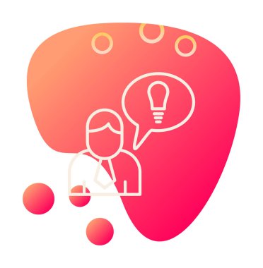 Fikri olan iş adamı, ampul ikonu vektör illüstrasyonu