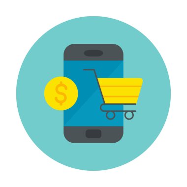 Mobil Online Alışveriş simgesi. Vektör illüstrasyonu