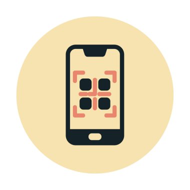 Basit Smartphone QR Kod simgesi, vektör illüstrasyonu
