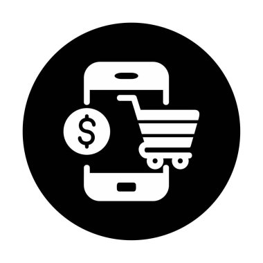 Mobil Online Alışveriş simgesi. Vektör illüstrasyonu