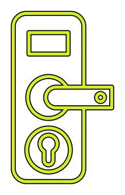 Kapı kolu ve anahtar deliği simgesi, vektör illüstrasyonu 