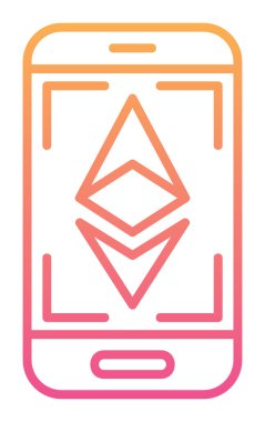 Telefon ekranındaki Ethereum simgesi, vektör sembolü