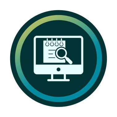 Bilgisayar simgesini ara. Bilgisayar ve büyüteç işareti. Bilgisayar sembol bul. 