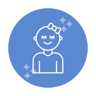 Mutlu Bebek Kız Simgesi, Vektör İllüstrasyonu 