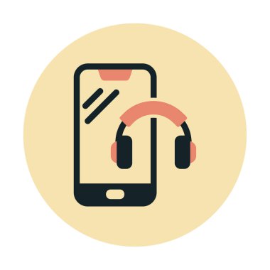 Kulaklık simgesi illüstrasyonlu akıllı telefon