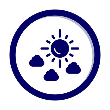 Güneş bulutların simge vektör çizim ile 