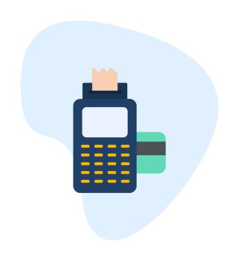 Kart okuyucu ve banka kartı, vektör illüstrasyonu