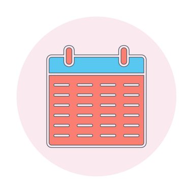 Takvim düzlüğü simgesi, vektör illüstrasyonu 