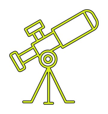 Teleskop düz simgesi. Eğitim ve astronomi elementi, dürbün ve araştırma yıldızları vektör grafikleri