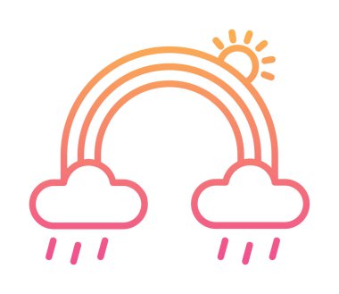 Bulutlu gökkuşağı ve güneş vektörü çizimi