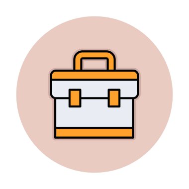 Evrak çantası vektör düz simgesi. İş durumu simgesi, bavul emojisi, vektör illüstrasyonu