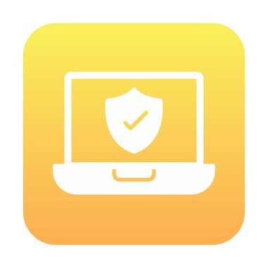 Güvenli dizüstü bilgisayar ikonu vektör çizimi