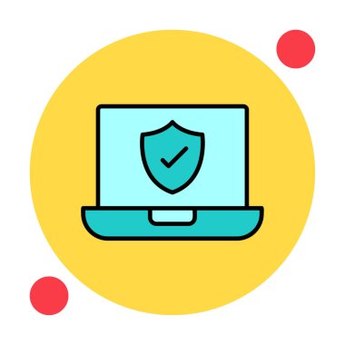 Güvenli dizüstü bilgisayar ikonu vektör çizimi