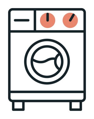 çamaşır makinesi simgesi, vektör illüstrasyonu