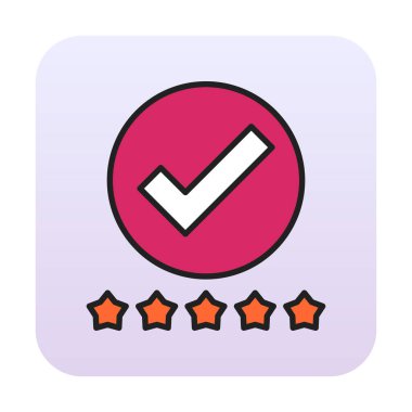 işaretleme işareti ve beş yıldız simgesi, vektör illüstrasyonu