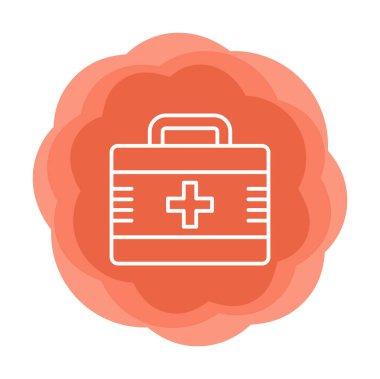 İlk yardım çantası simgesi. Acil durumlar için tıbbi ekipman