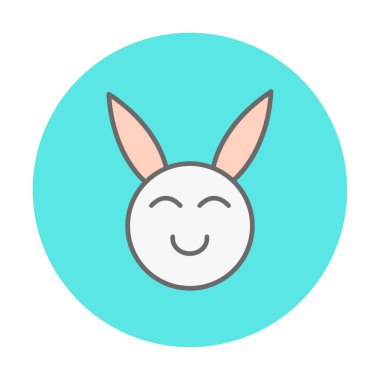 Şirin gülümseyen tavşan ikonu, vektör çizimi 