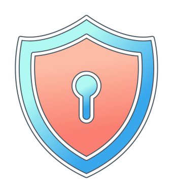 Anahtar deliği düz simgesi olan kalkan, vektör illüstrasyonu