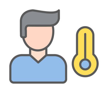 Hasta kişi ikonu. Yüksek sıcaklık simgesi. Vektör illüstrasyonu.