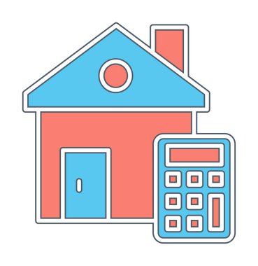 Ev Maliyeti Hesaplayıcı Simgesi, Renkli Vektör İllüstrasyonu