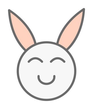 Şirin gülümseyen tavşan ikonu, vektör çizimi 