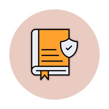 Kitap ve güvenlik kalkanı. Web simgesi basit illüstrasyon 