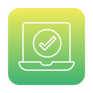 Dizüstü bilgisayardaki işaret simgesini kontrol et, vektör illüstrasyonuName 