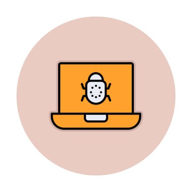 Basit dizüstü bilgisayar hack simgesi, vektör illüstrasyonu