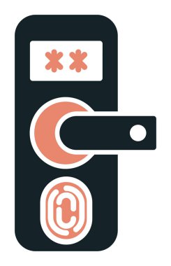 Parmak izi Kapı Koruma Simgesi Vektör İllüstrasyonu