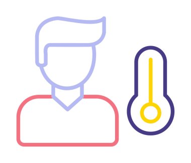 Hasta kişi ikonu. Yüksek sıcaklık simgesi. Vektör illüstrasyonu.