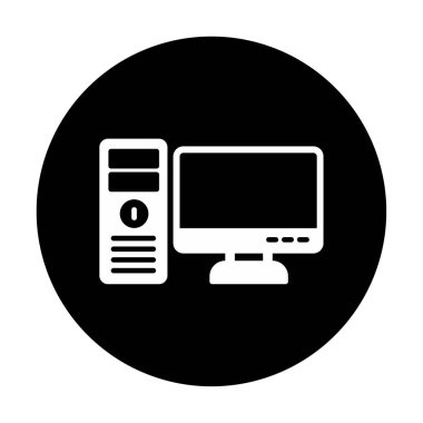 masaüstü bilgisayar simgesi tasarımı, düz işaret, vektör ve illüstrasyon