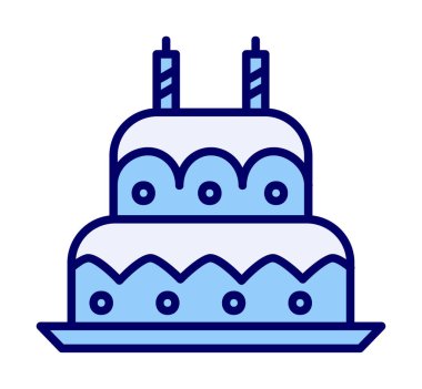 Mumlu doğum günü pastası. Web simgesi vektör illüstrasyonu