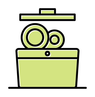 Bulaşık makinesi düz simgesi. Vektör çizim