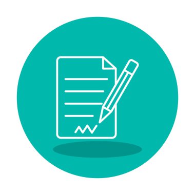 beyaz arkaplanda izole edilmiş kalem simgesine sahip kağıt belge 