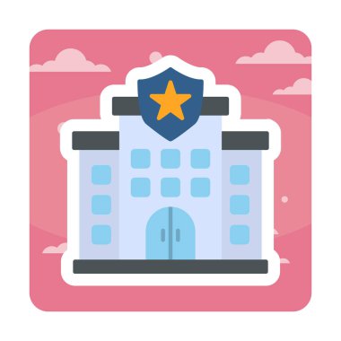 Polis karakolu simgesi, vektör illüstrasyonu basit tasarım