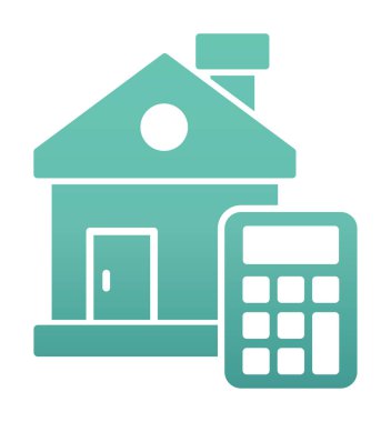 Ev Maliyeti Hesaplayıcı Simgesi, Renkli Vektör İllüstrasyonu