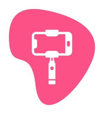 Akıllı telefon web simgesi, vektör illüstrasyonlu selfie çubuğu 